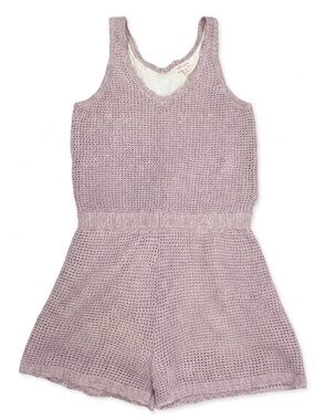 Design History Girls Lavender Knit Romper XL Sleeveless Elastic Waist  Summer
